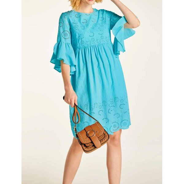 Dress with embroidery, turquoise
