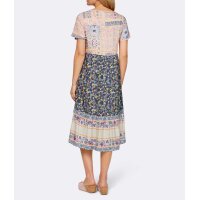 Designer-Druckkleid, jeansblau-hellrosé