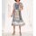 Designer-Druckkleid, jeansblau-hellrosé
