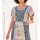 Designer-Druckkleid, jeansblau-hellrosé