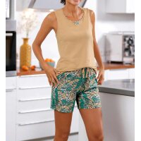 Jersey-Shorty, camel-salbei-bedruckt