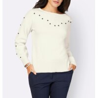 Sweater with bead trim, ecru
