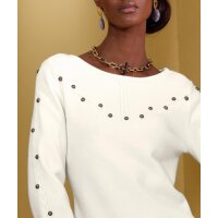 Sweater with bead trim, ecru