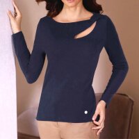 Kaschmir-Pullover m. Cut-Outs, marine