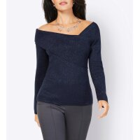 Effektgarn-Dekolleté-Pullover, marine