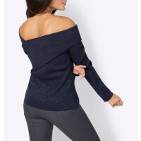 Effektgarn-Dekolleté-Pullover, marine