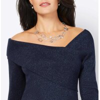 Effektgarn-Dekolleté-Pullover, marine