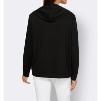 Sweatshirt with stones and eyelet trim, black