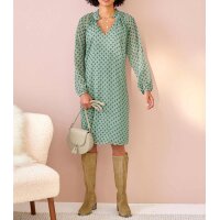 Crêpe-Druck-Kleid, jade-sand