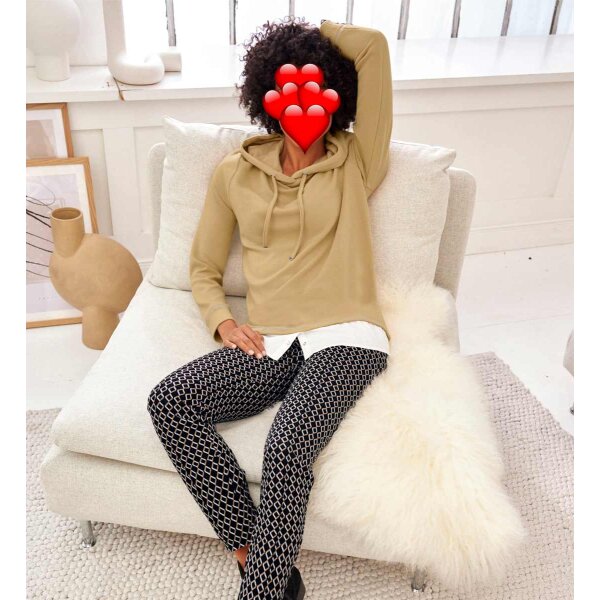 Two-in-one sweatshirt with blouse part, camel/ white