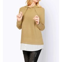 Two-in-one sweatshirt with blouse part, camel/ white