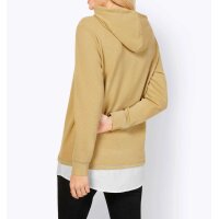 Two-in-one sweatshirt with blouse part, camel/ white