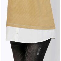 Two-in-one sweatshirt with blouse part, camel/ white