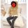 Two-in-one sweatshirt with blouse part, camel/ white
