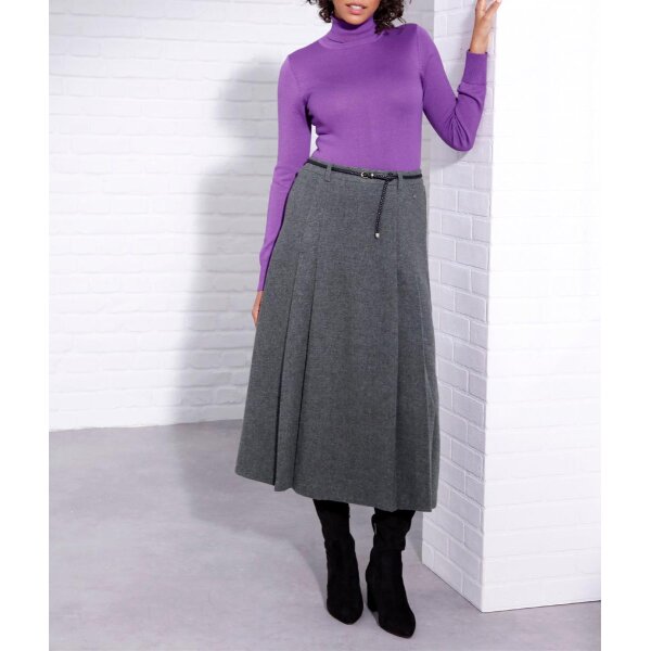Pleat wool mix skirt, grey blend