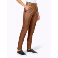 Lammnappaleder-Hose m. Gürtel, cognac