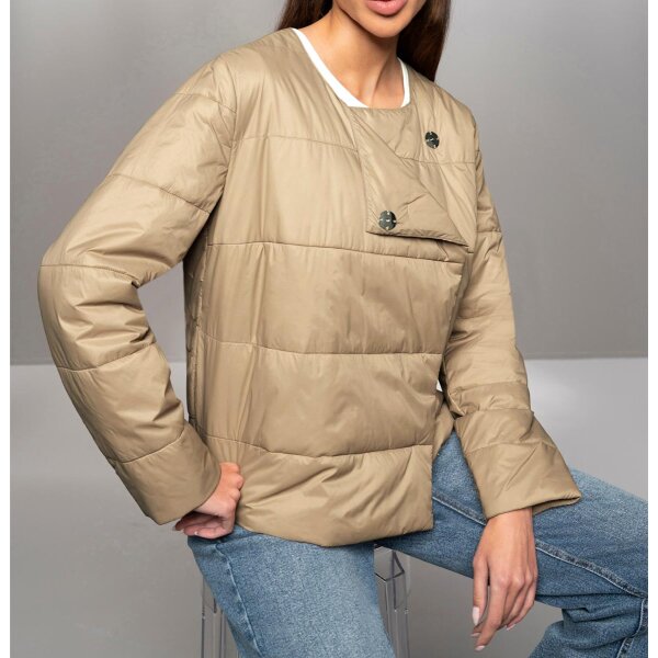 Jacket with removable scarf, camel