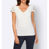 Designer-Shirt m.Spitzenbesatz, ecru