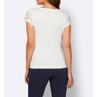 Designer-Shirt m.Spitzenbesatz, ecru