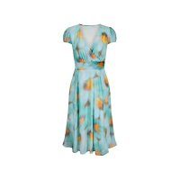 Designer-Chiffon-Druckkleid, mint-taupe