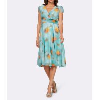 Designer-Chiffon-Druckkleid, mint-taupe