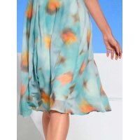 Designer-Chiffon-Druckkleid, mint-taupe