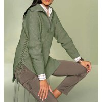 Troyerpullover m. Schnürung, khaki