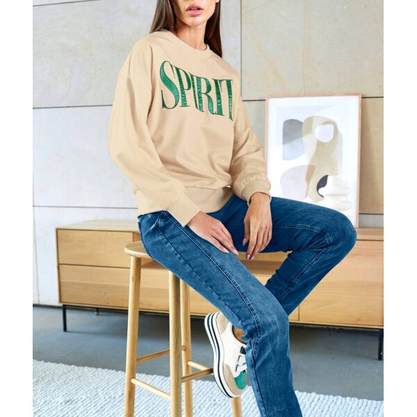 Sweatshirt m. Schriftzug, elfenbein
