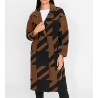 Oversized-Strickmantel m. Muster, cognac-schwarz