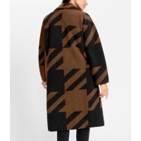 Oversized-Strickmantel m. Muster, cognac-schwarz