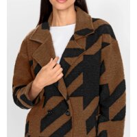 Oversized-Strickmantel m. Muster, cognac-schwarz