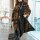 Oversized-Strickmantel m. Muster, cognac-schwarz
