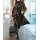 Oversized-Strickmantel m. Muster, cognac-schwarz