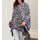 Jacquard knit cape, blue-taupe-silver