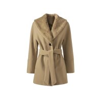 Flauschjacke m. Webpelzkragen, camel