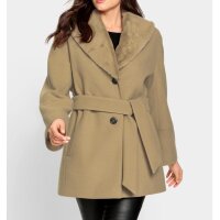 Kurtka outdoorowa z kołnierzem z imitacji futra, kolor camel