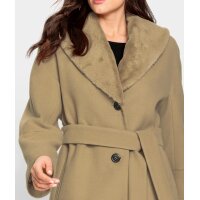 Kurtka outdoorowa z kołnierzem z imitacji futra, kolor camel