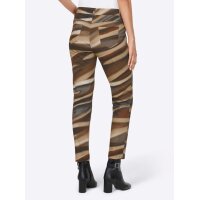 Stretch print trousers, camel-grey