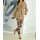 Stretch print trousers, camel-grey