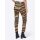 Stretch print trousers, camel-grey
