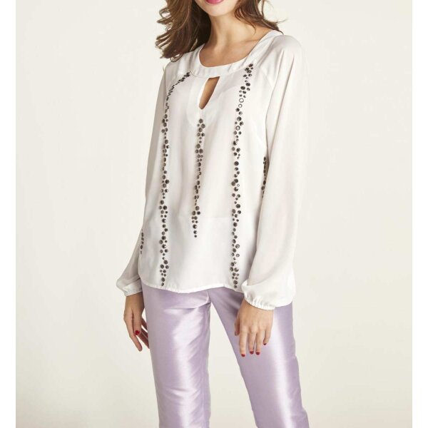 Chiffon blouse with strass, offwhite