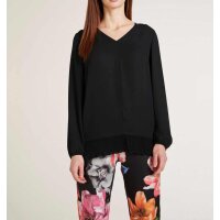 Designer-Bluse m. Plisseesaum, schwarz