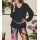 Designer-Bluse m. Plisseesaum, schwarz