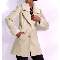 Wolljacke m.Pelz-Imitat-Details, sand