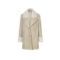 Wolljacke m.Pelz-Imitat-Details, sand