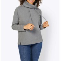 Stehkragen-Sweatshirt m. Tunnelzug , grau