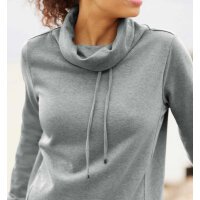 Stehkragen-Sweatshirt m. Tunnelzug , grau