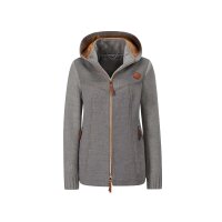 Wollmix-Jacke m. Kapuze, grau-cognac