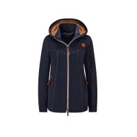 Wollmix-Jacke m. Kapuze, marine-cognac
