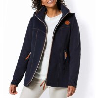 Wollmix-Jacke m. Kapuze, marine-cognac